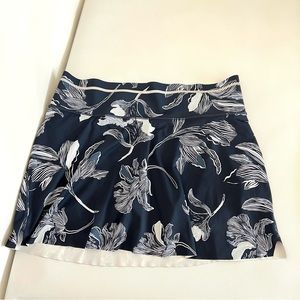 Athleta Floral Sonic Tennis Golf Skort Size Large Navy Blue